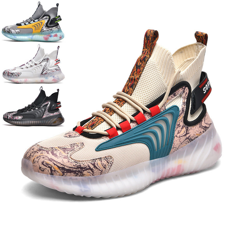 Breathable Flying Woven Sports Casual Shoes Camouflage Jelly Bottom Running Shoes Old Shoes