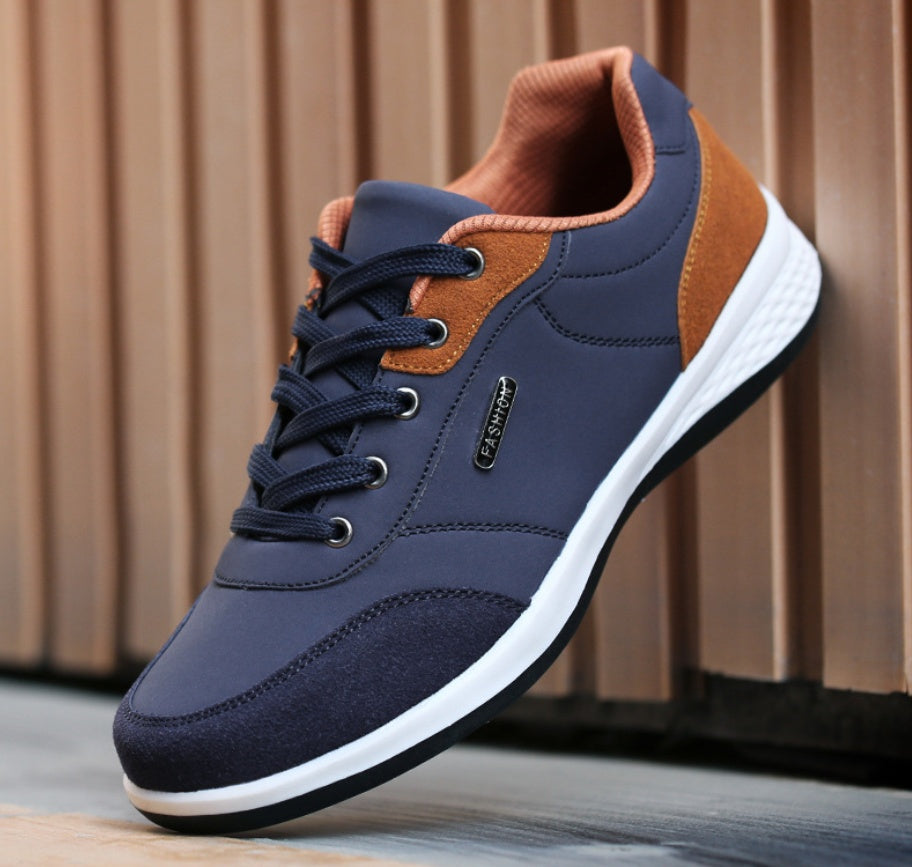 Fashion Light Sports Casual Men Shoes Autumn New Lace-Up Shoes Microfiber Leather Casual Shoes FLats Sneakers