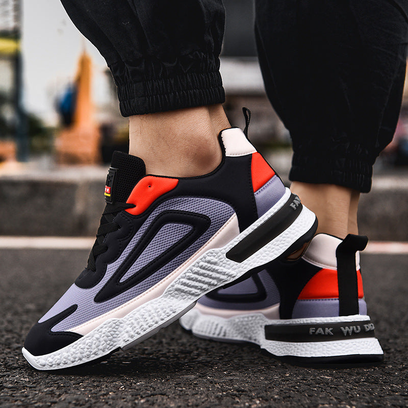 Colorful Casual Shoes Color Matching Flying Knit Men's Shoes