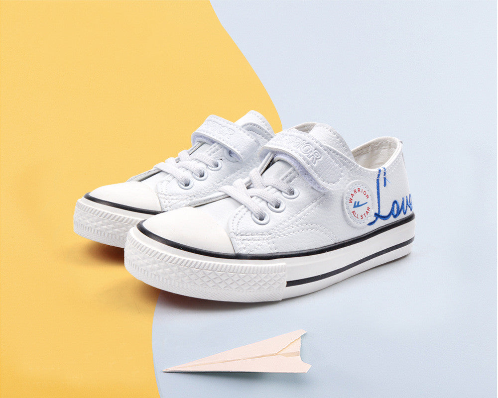Children's Shoes Korean Style Single Shoes Boys And Girls Breathable And Waterproof White Shoes White Sports Shoes Student Shoes