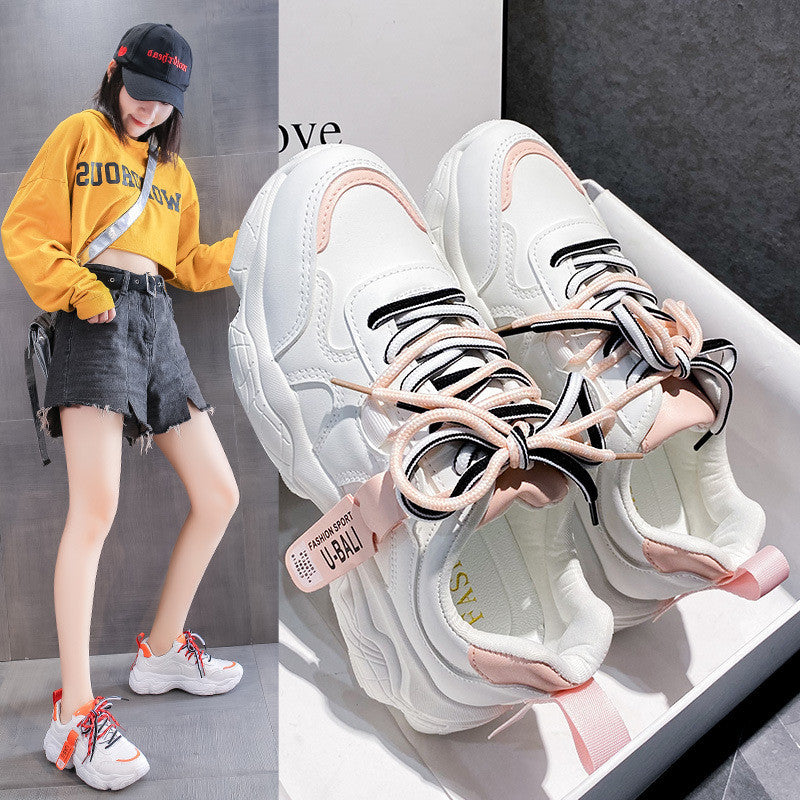 Korean Style Student Sports Shoes Women Running Street Shoes K05 Full Leather