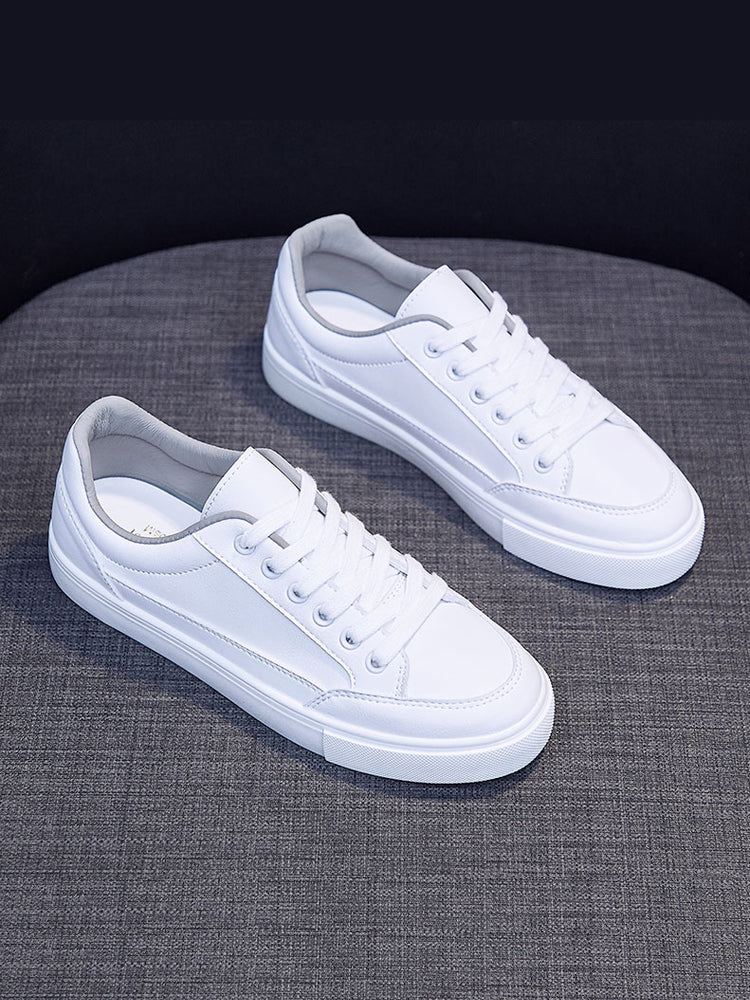 Leather Sports Flat Shoes For Running