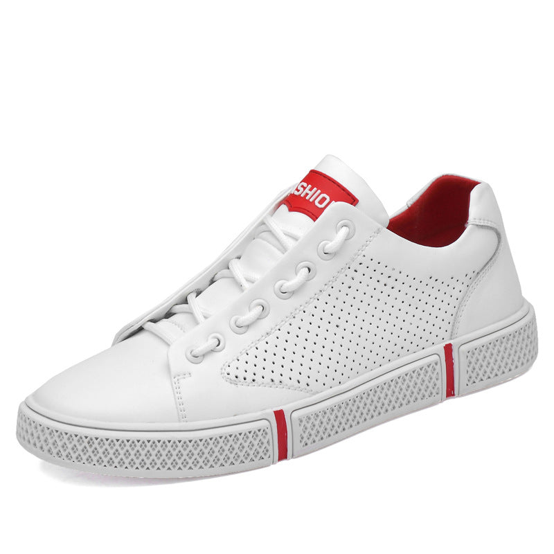 New Men's Sports Trendy White Sneakers Leather Breathable Casual Shoes Men's Shoes