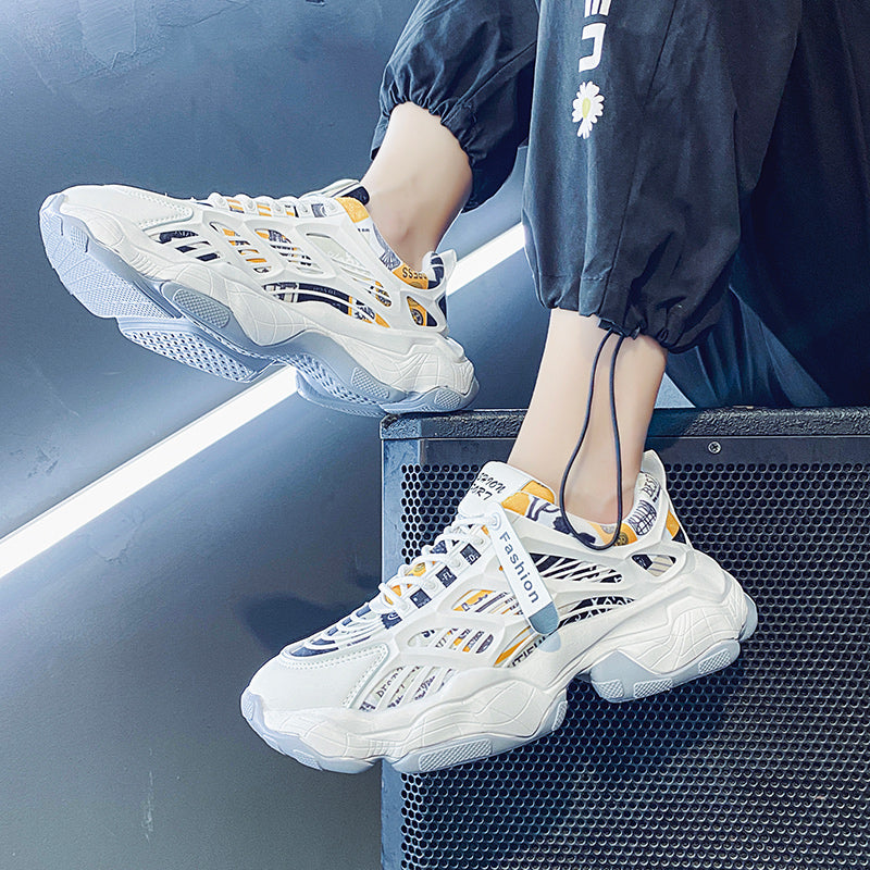 Men's Shoes Trend Wild White Leisure Increase Youth Sports Net Celebrity Old Daddy Shoes Trendy Shoes