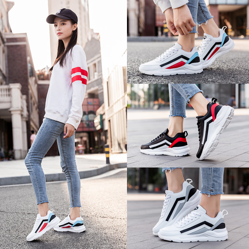 Leather running shoes