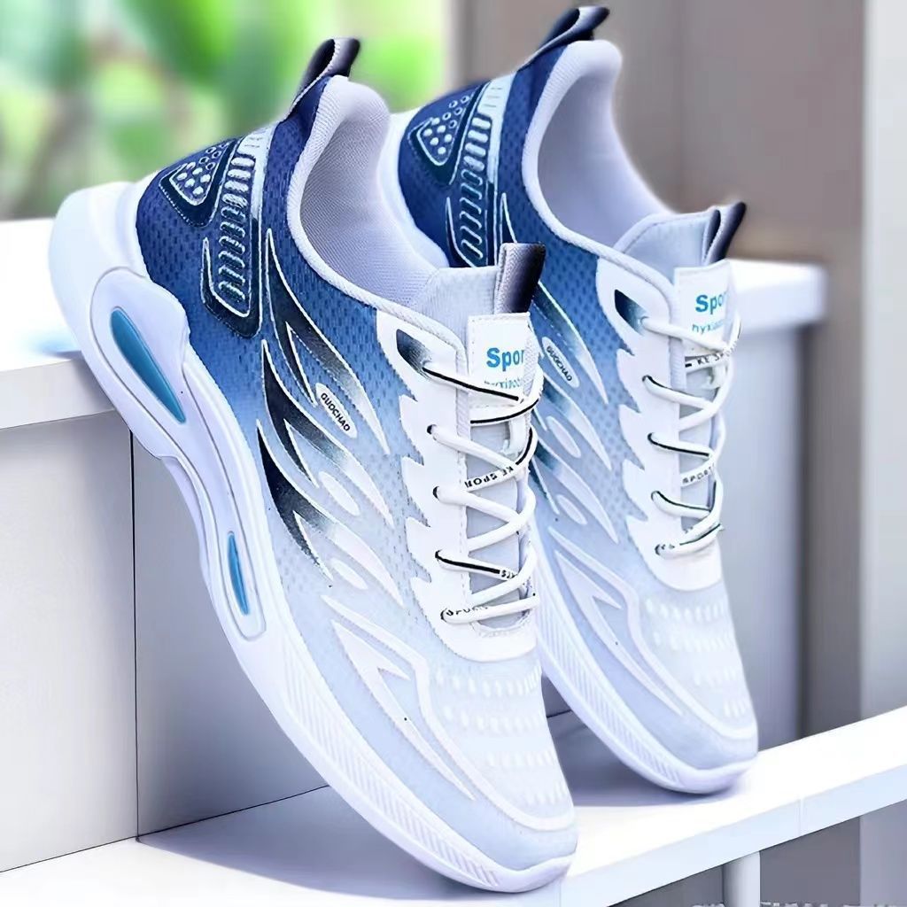 Ice-silk Breathable Trendy Mesh Sports And Casual With Soft Soles Non-slip Mens Running Shoes