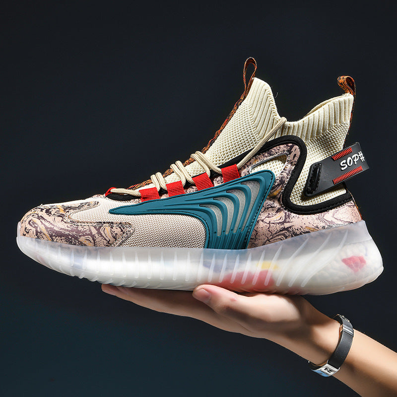 Breathable Flying Woven Sports Casual Shoes Camouflage Jelly Bottom Running Shoes Old Shoes
