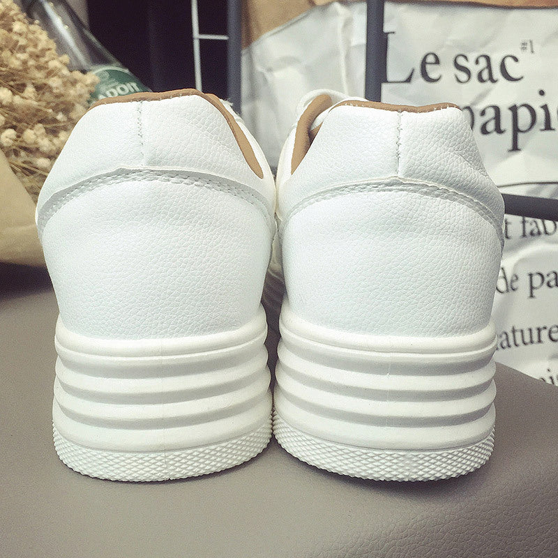 White Leather Lace Up Shoes Casual Sports Shoes