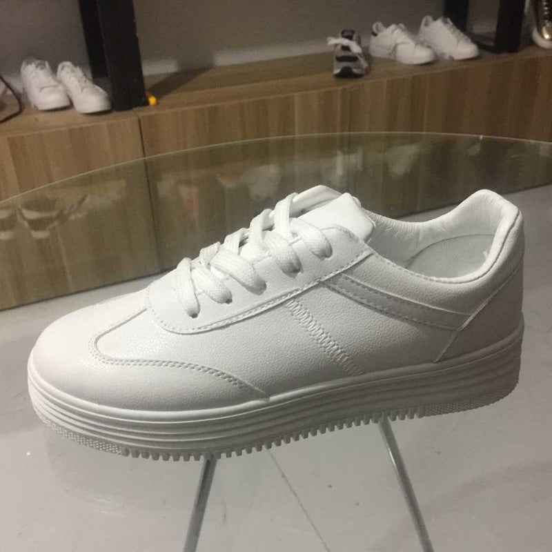White Leather Lace Up Shoes Casual Sports Shoes