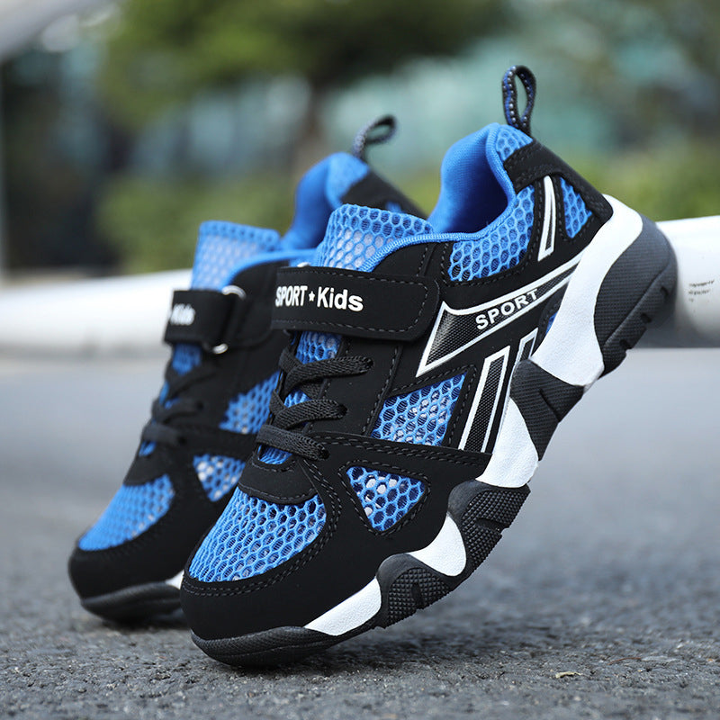 Kids Sports Mesh Shoes Boys Running Perforated Shoes With Large Mesh Holes For Breathability