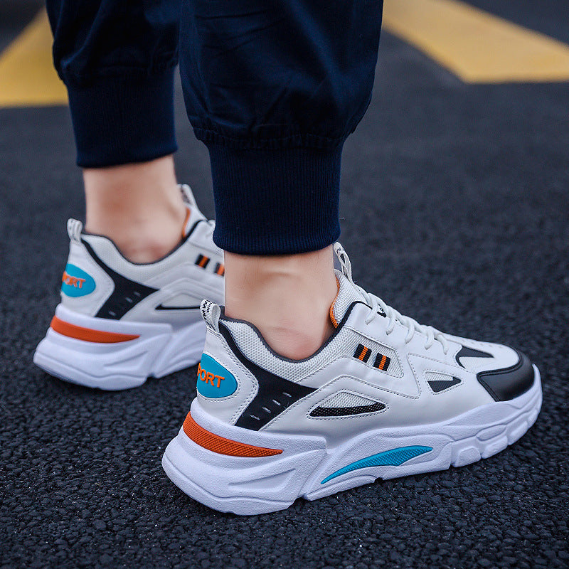 Running sneakers mesh breathable thick sole increase