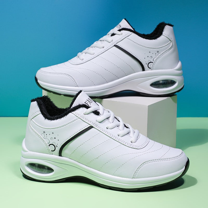 Sports Shoes Women's Leather Running Thick Bottom Breathable