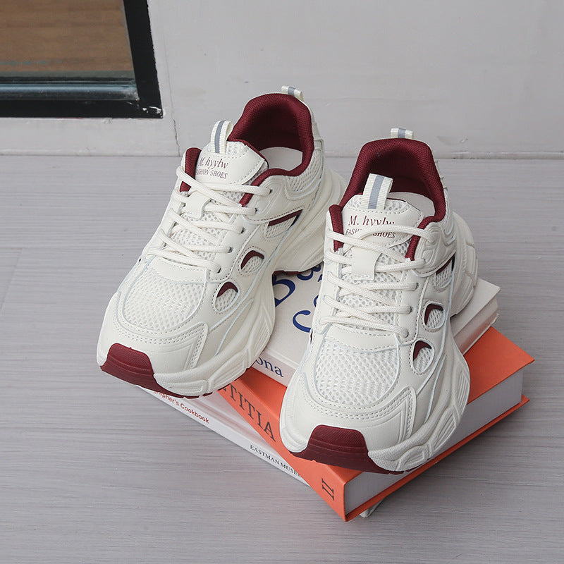 Mesh Sports Casual Shoes Running Non-slip Versatile White Platform Shoes