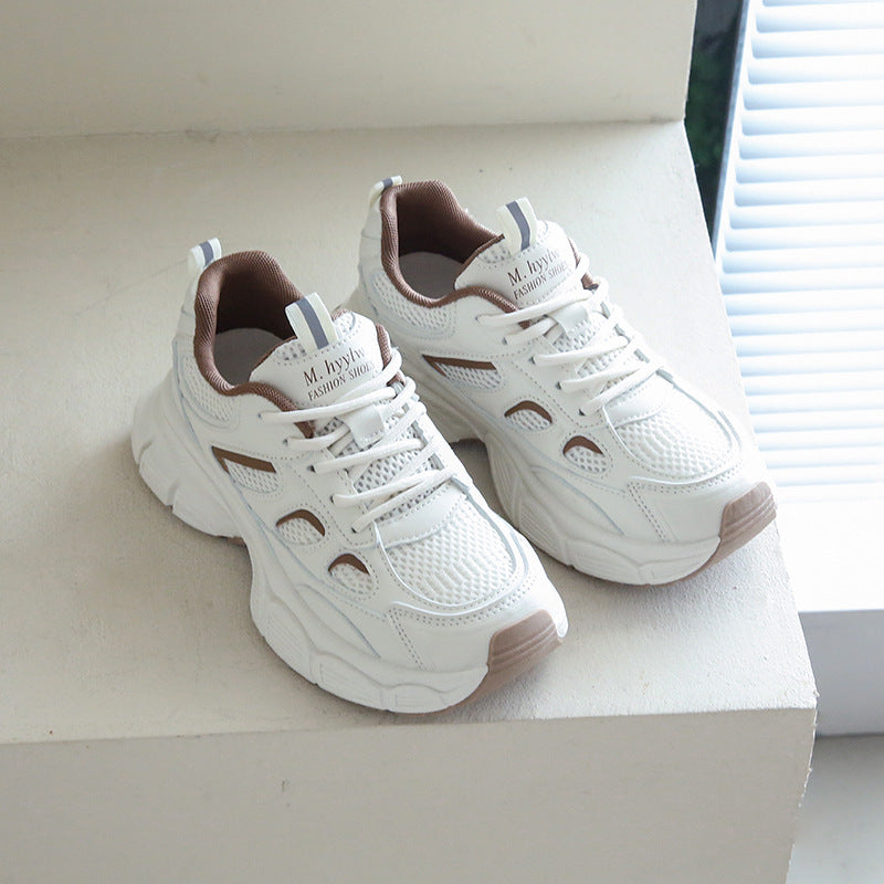 Mesh Sports Casual Shoes Running Non-slip Versatile White Platform Shoes