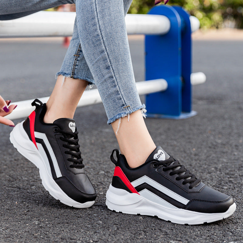 Leather running shoes