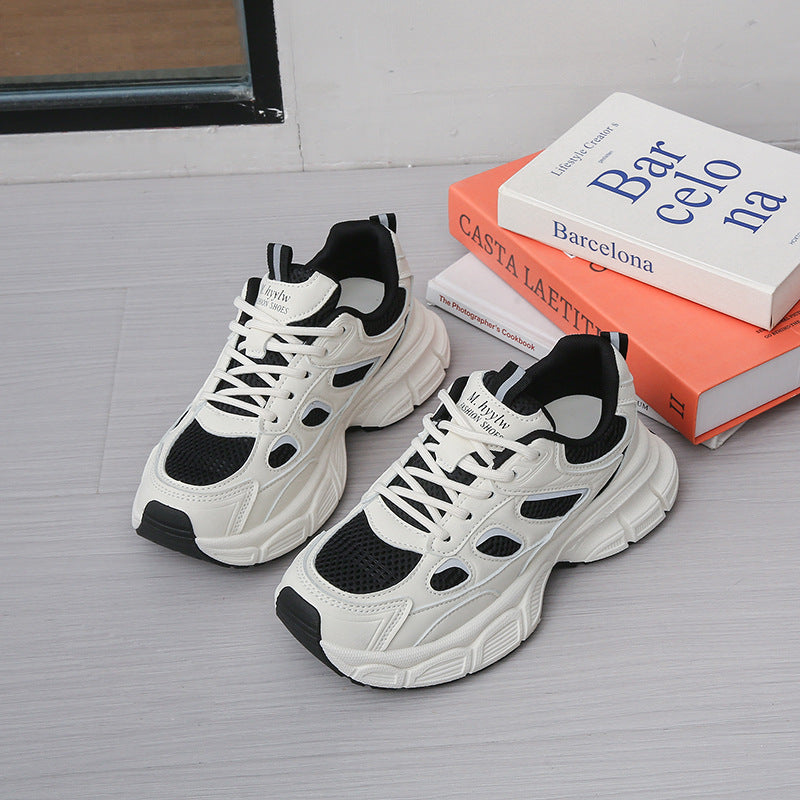 Mesh Sports Casual Shoes Running Non-slip Versatile White Platform Shoes