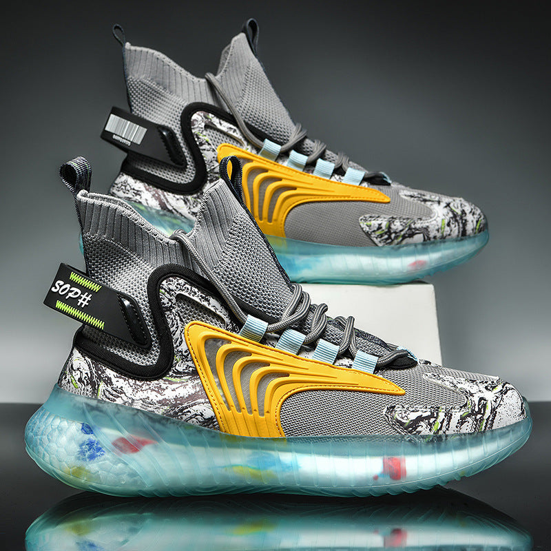 Breathable Flying Woven Sports Casual Shoes Camouflage Jelly Bottom Running Shoes Old Shoes
