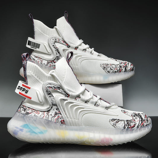 Breathable Flying Woven Sports Casual Shoes Camouflage Jelly Bottom Running Shoes Old Shoes