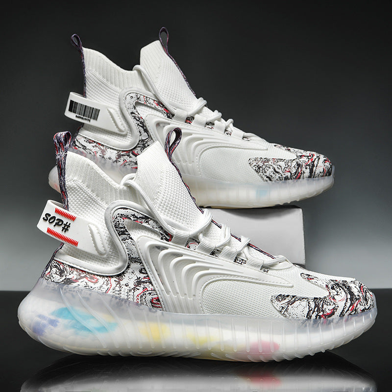 Breathable Flying Woven Sports Casual Shoes Camouflage Jelly Bottom Running Shoes Old Shoes