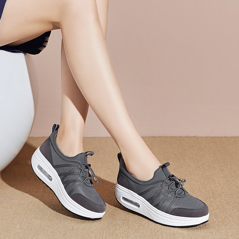 Shallow-mouth Thick-soled Flying Woven Mesh Breathable Sports Casual Shoes
