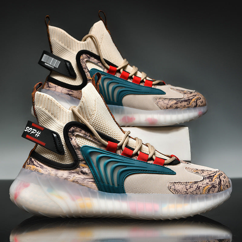 Breathable Flying Woven Sports Casual Shoes Camouflage Jelly Bottom Running Shoes Old Shoes